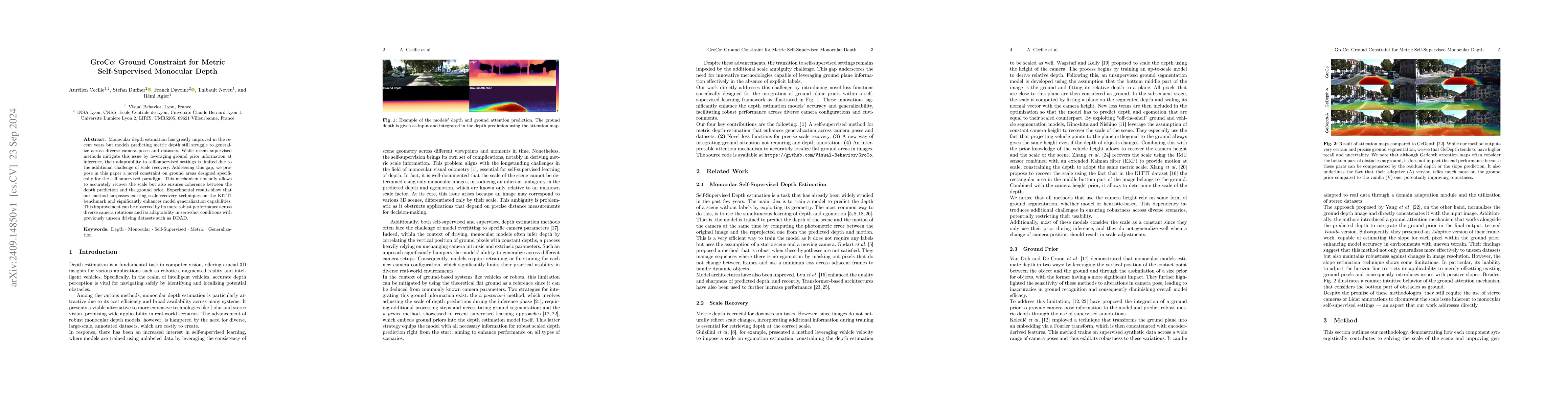 Thumbnail for GroCo: Ground Constraint for Metric Self-Supervised Monocular Depth