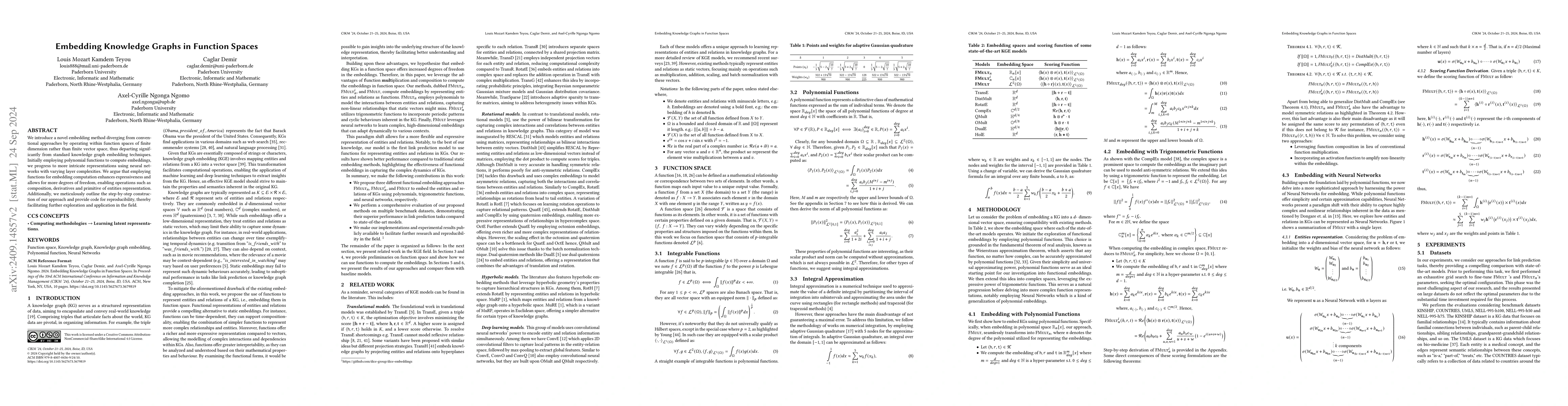 Thumbnail for Embedding Knowledge Graph in Function Spaces