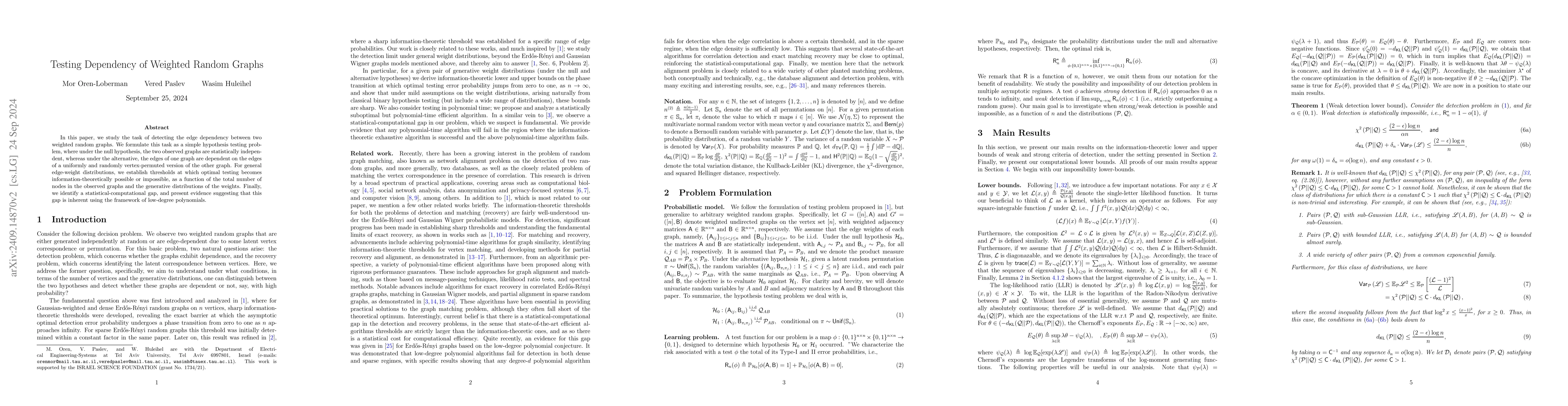 Thumbnail for Testing Dependency of Weighted Random Graphs