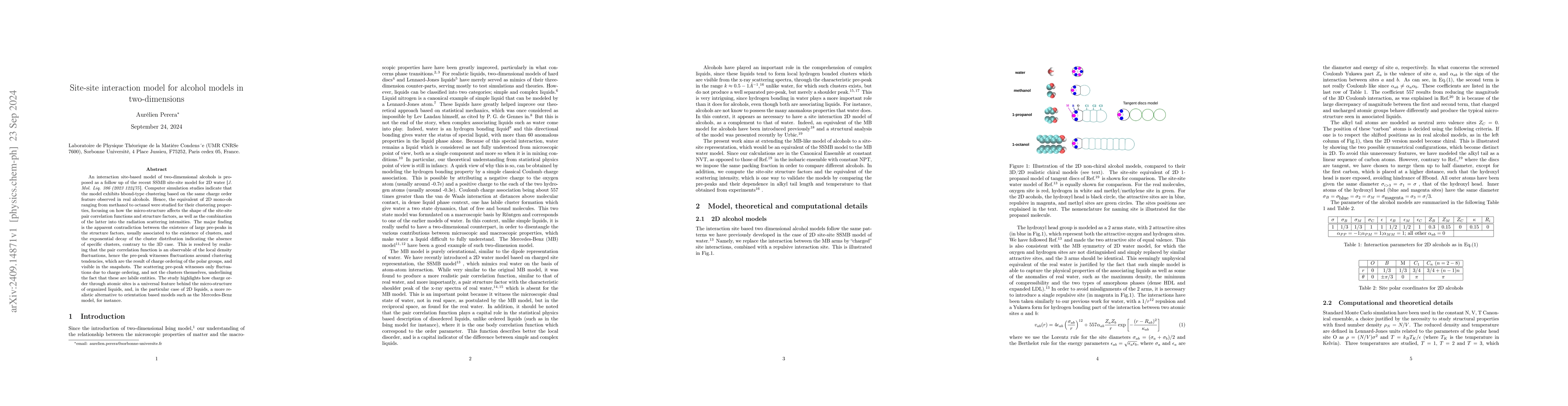 Thumbnail for Site-site interaction model for alcohol models in two-dimensions
