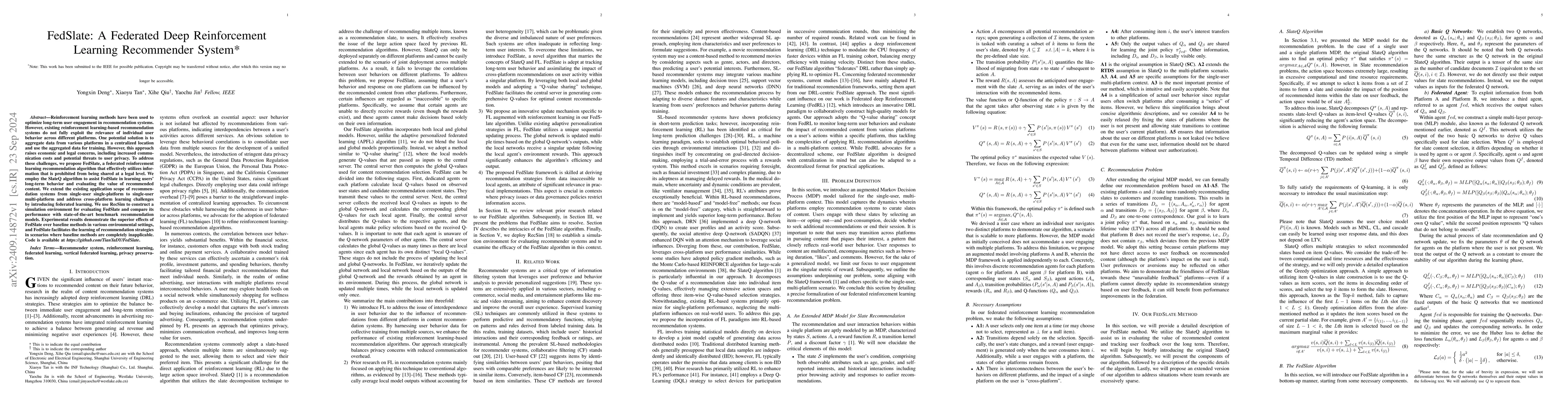 Thumbnail for FedSlate:A Federated Deep Reinforcement Learning Recommender System