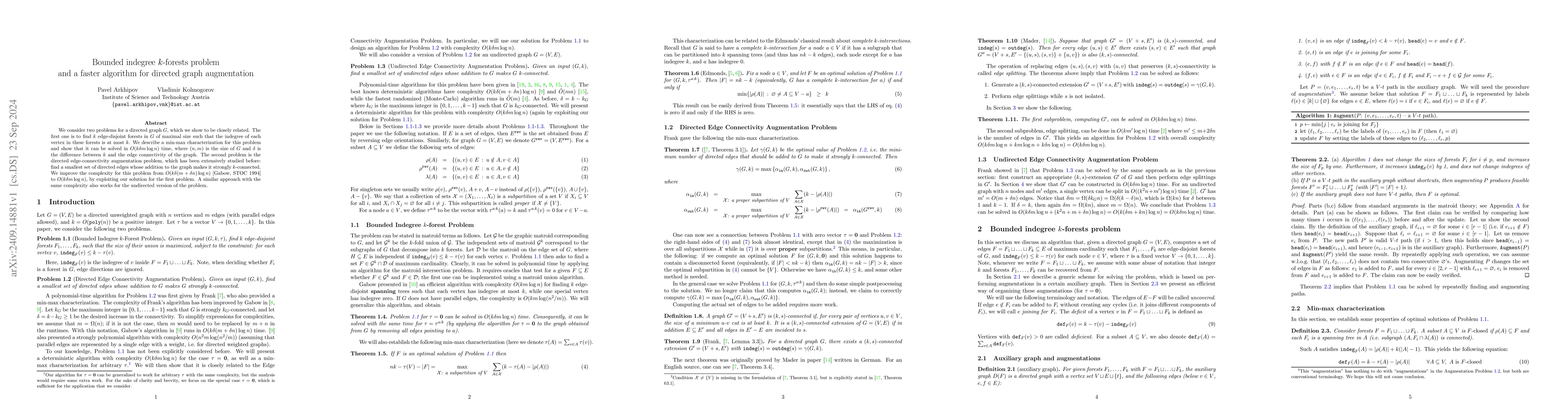 Thumbnail for Bounded indegree $k$-forests problem and a faster algorithm for directed
  graph augmentation