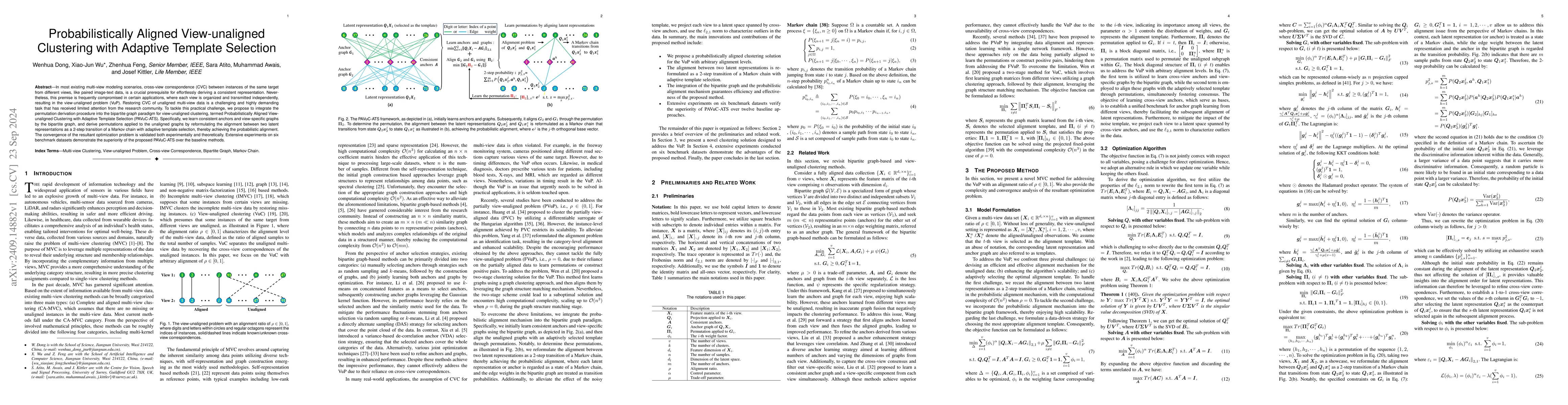 Thumbnail for Probabilistically Aligned View-unaligned Clustering with Adaptive
  Template Selection
