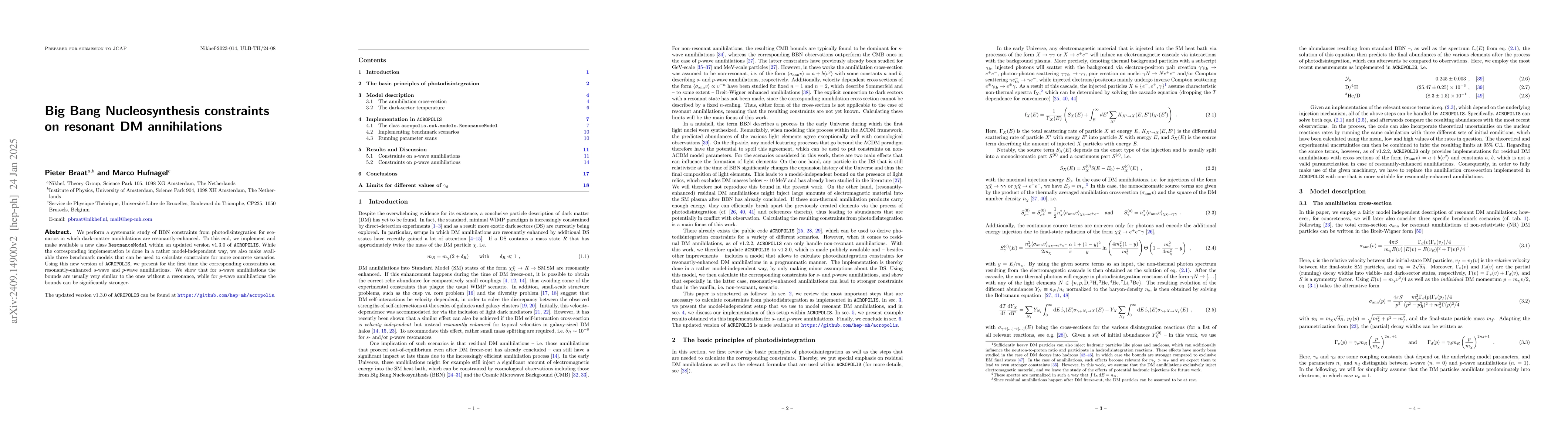 Thumbnail for Big Bang Nucleosynthesis constraints on resonant DM annihilations