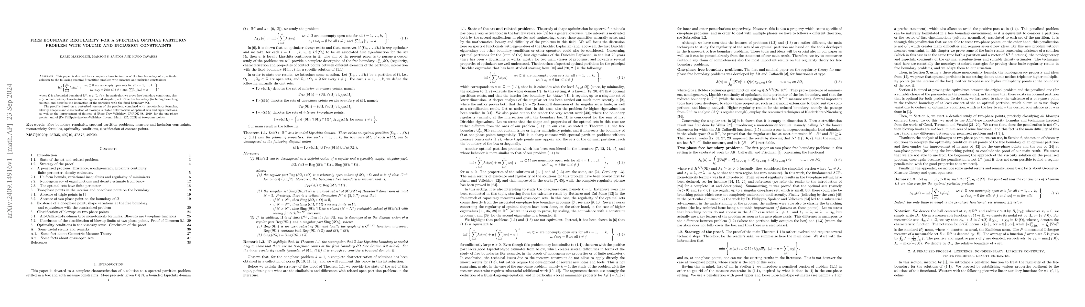 Thumbnail for Free boundary regularity for a spectral optimal partition problem with
  volume and inclusion constraints