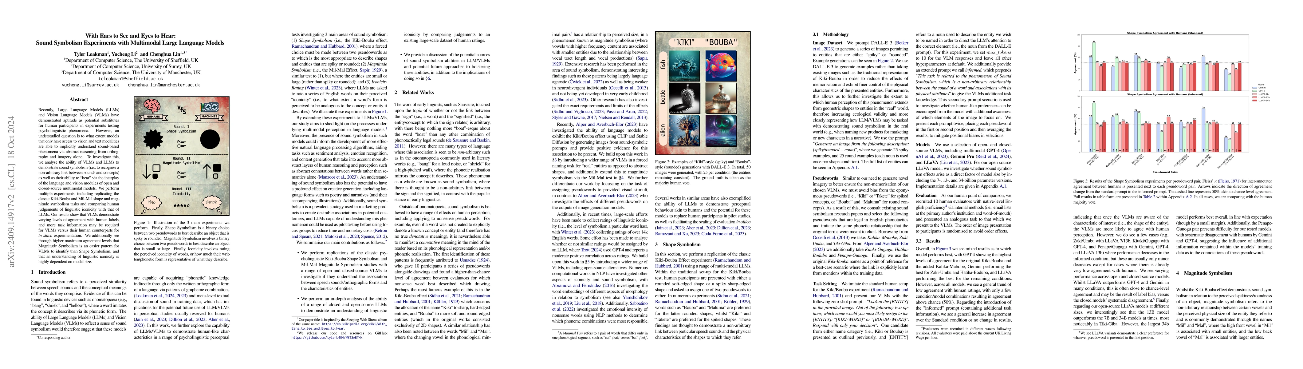 Thumbnail for With Ears to See and Eyes to Hear: Sound Symbolism Experiments with
  Multimodal Large Language Models