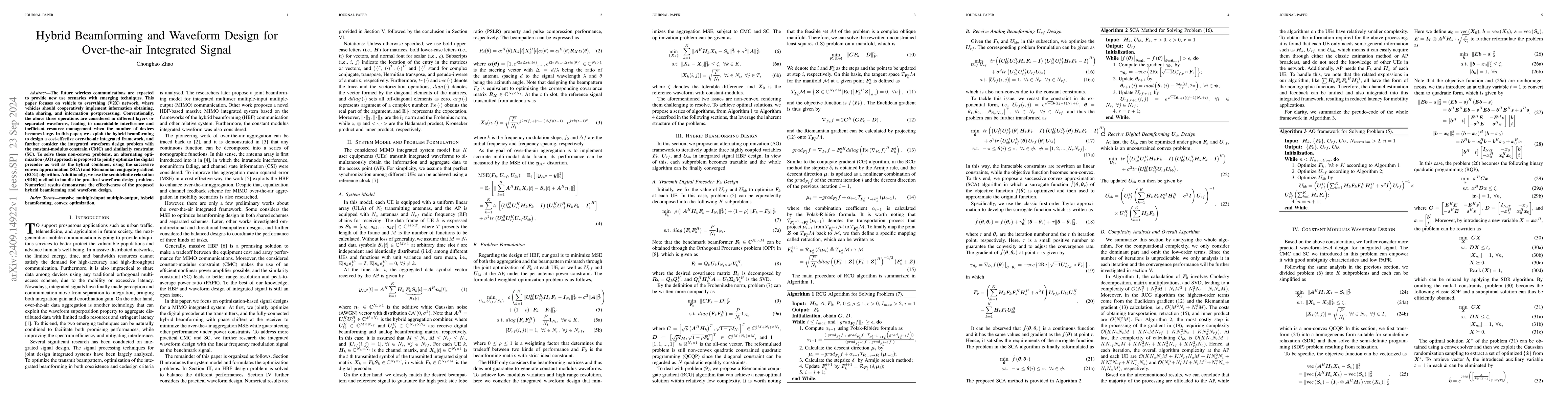 Thumbnail for Hybrid Beamforming and Waveform Design for Over-the-air Integrated
  Signal
