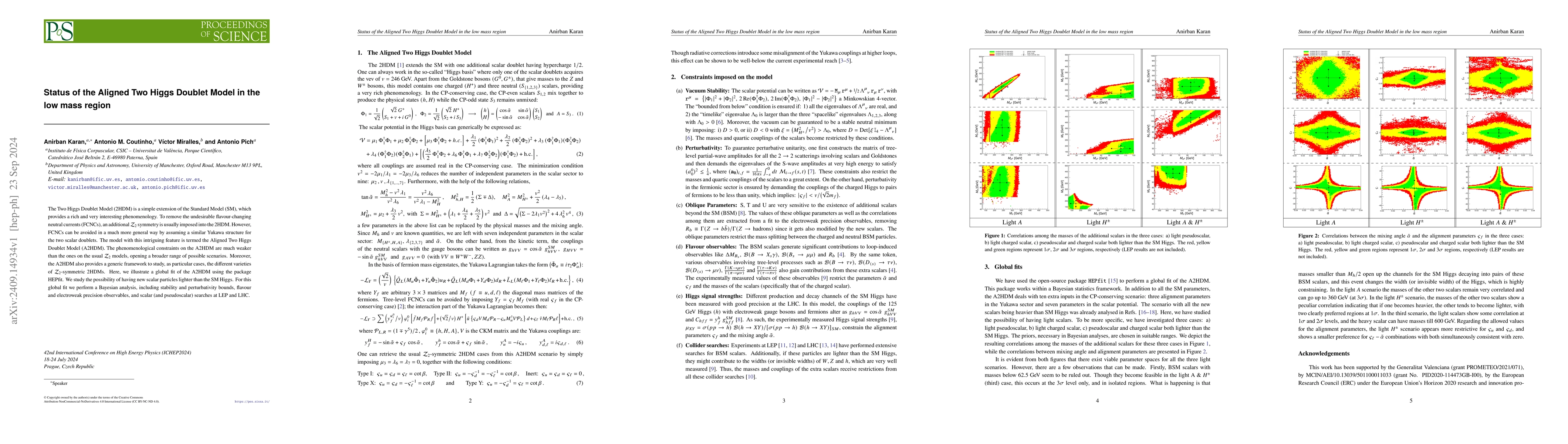Thumbnail for Status of the Aligned Two Higgs Doublet Model in the low mass region