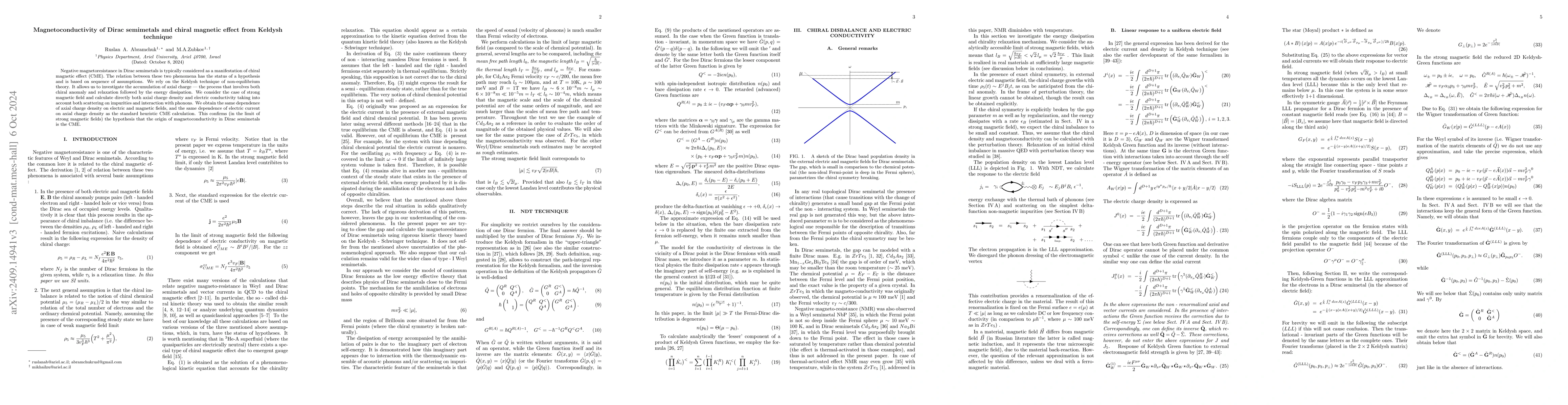 Thumbnail for Magnetoconductivity of Dirac semimetals and chiral magnetic effect from
  Keldysh technique