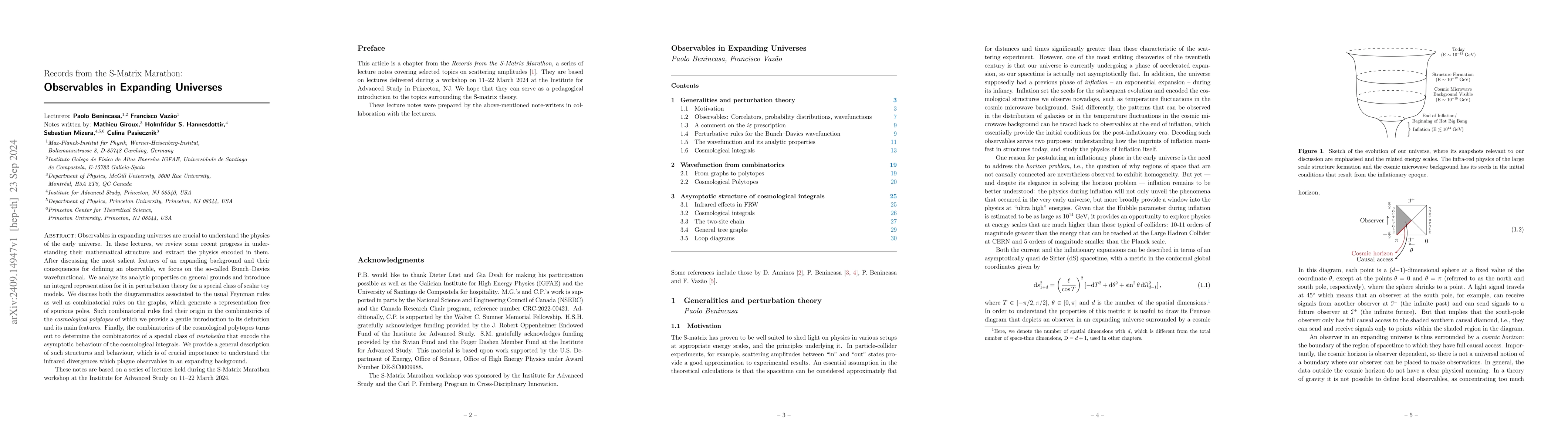 Thumbnail for Records from the S-Matrix Marathon: Observables in Expanding Universes