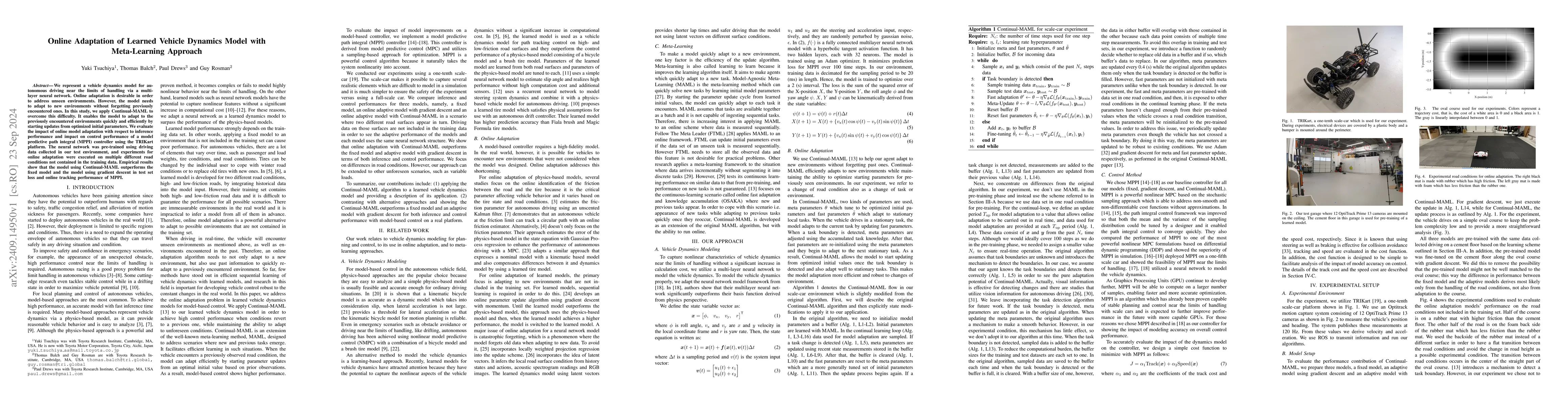 Thumbnail for Online Adaptation of Learned Vehicle Dynamics Model with Meta-Learning
  Approach