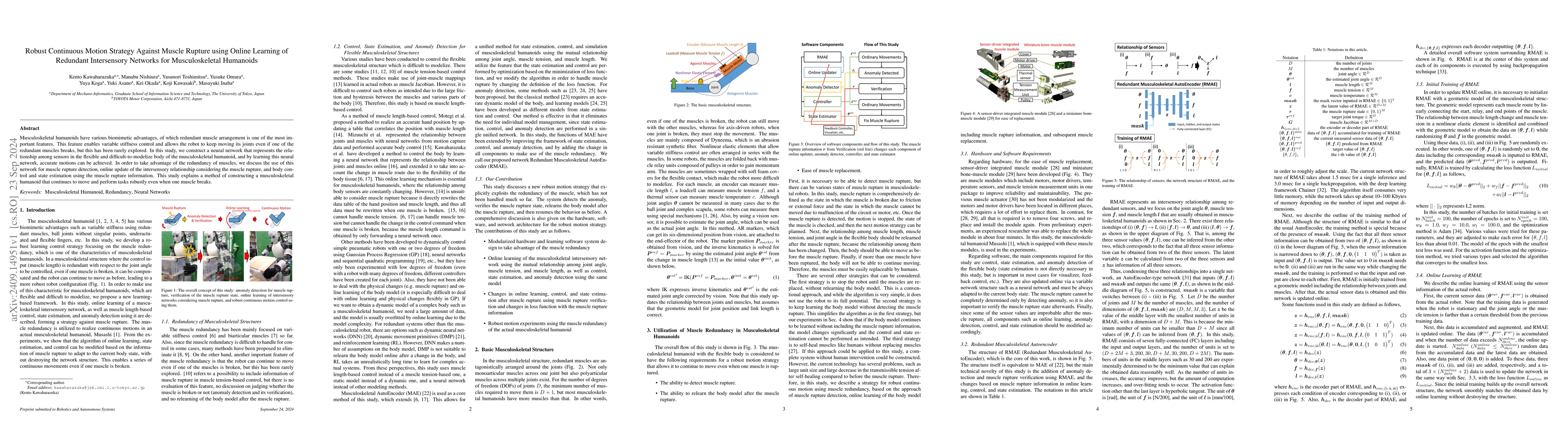 Thumbnail for Robust Continuous Motion Strategy Against Muscle Rupture using Online
  Learning of Redundant Intersensory Networks for Musculoskeletal Humanoids