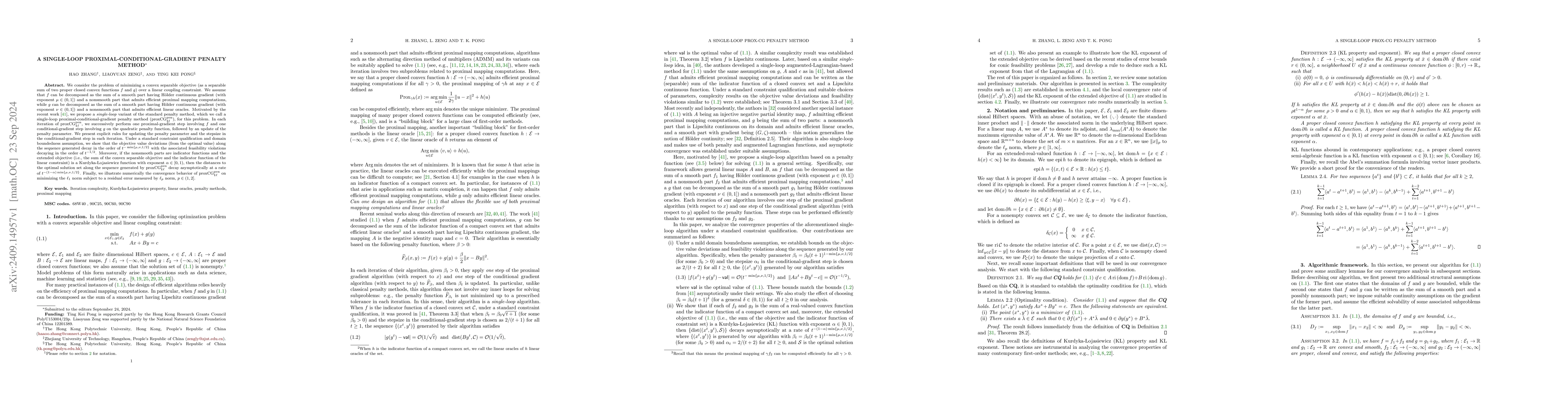 Thumbnail for A single-loop proximal-conditional-gradient penalty method