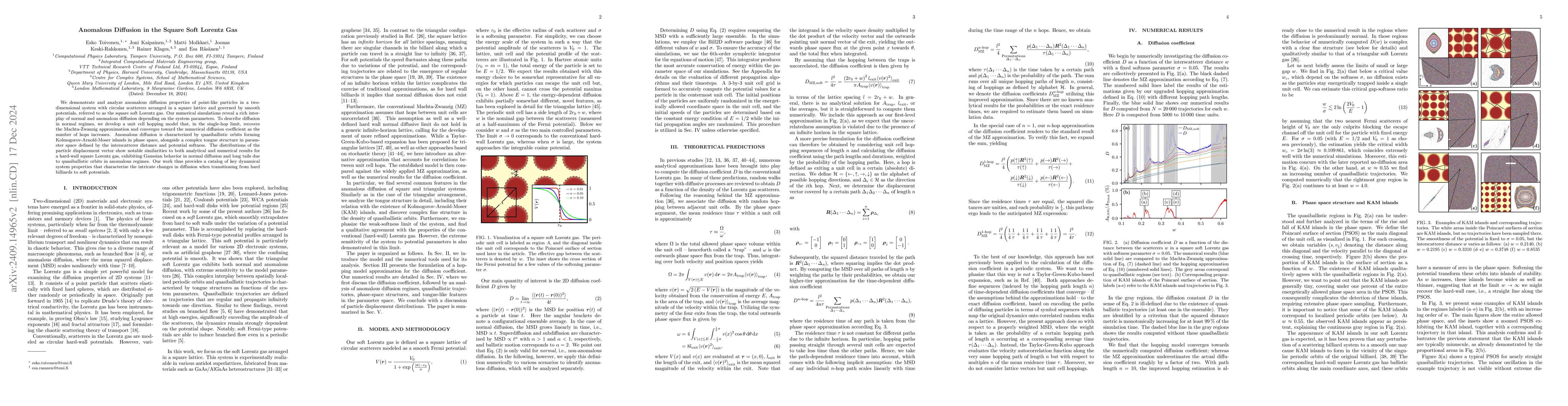 Thumbnail for Anomalous Diffusion in the Square Soft Lorentz Gas