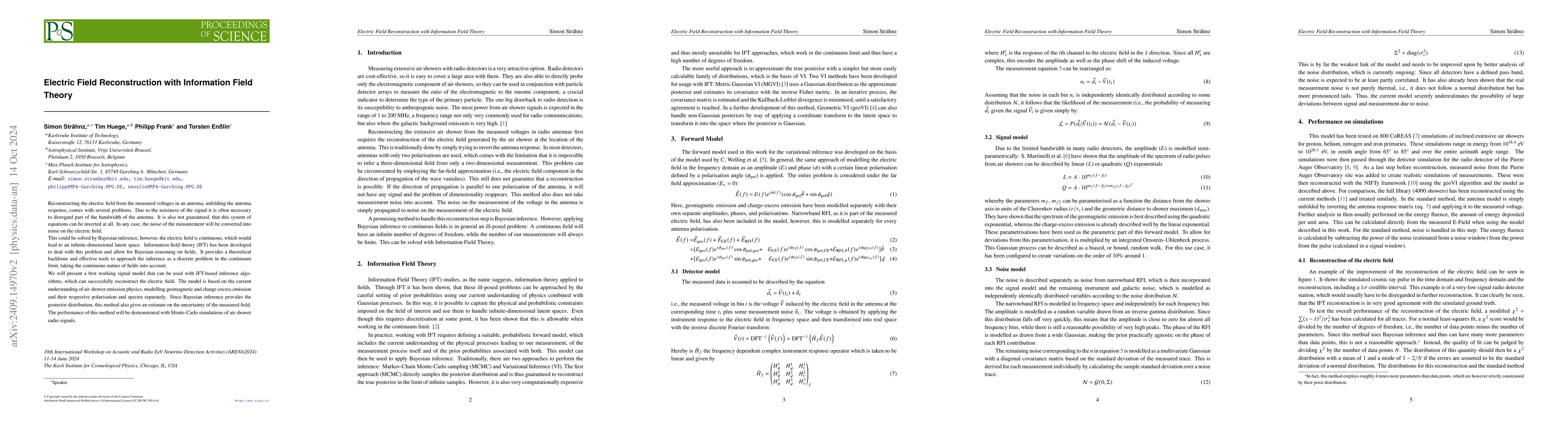 Thumbnail for Electric Field Reconstruction with Information Field Theory