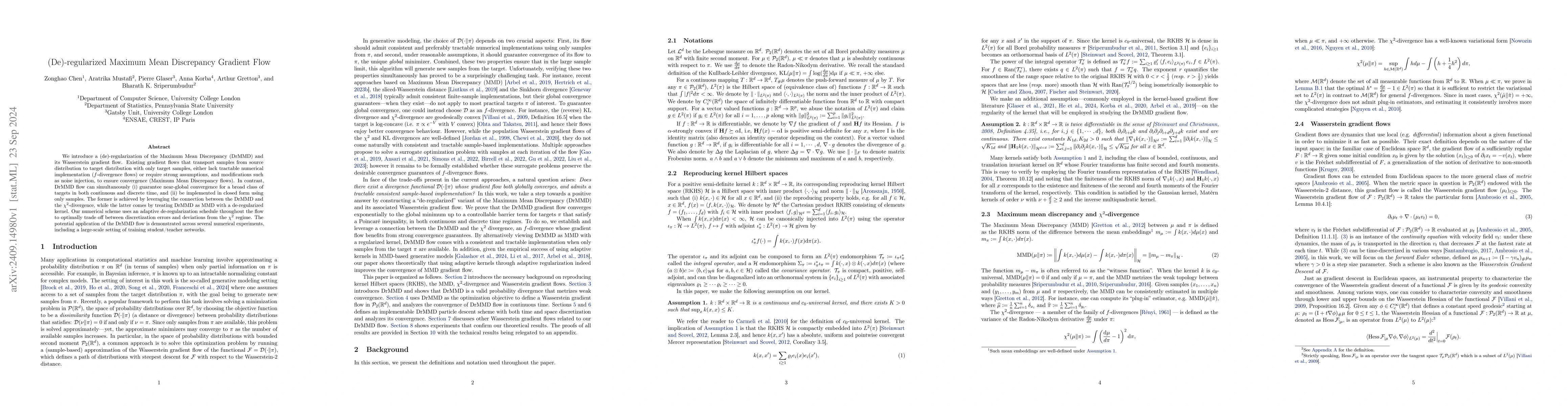 Thumbnail for (De)-regularized Maximum Mean Discrepancy Gradient Flow