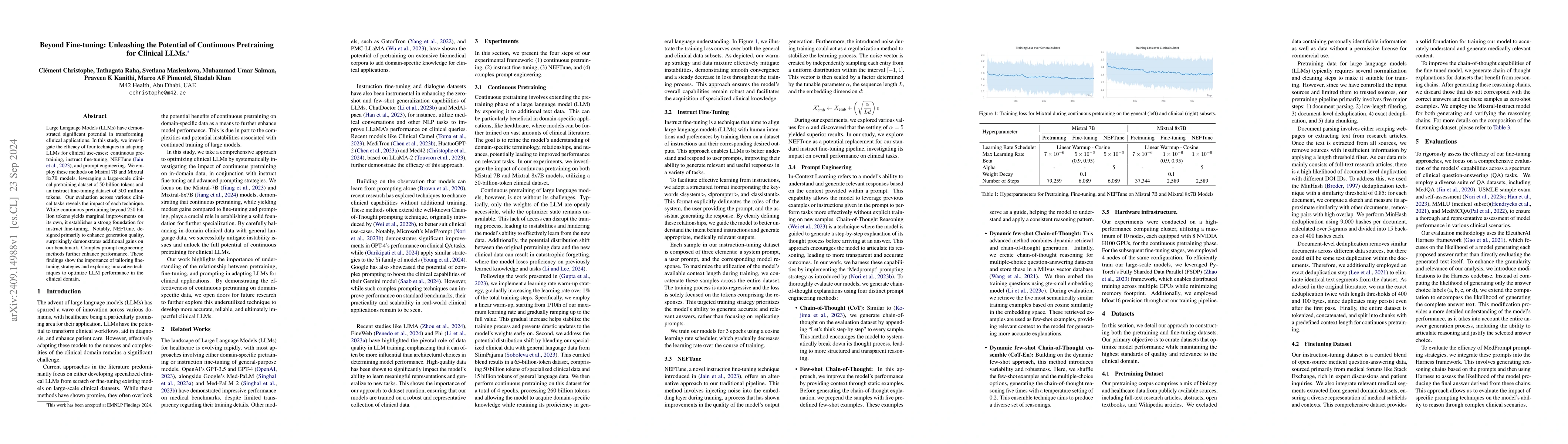 Thumbnail for Beyond Fine-tuning: Unleashing the Potential of Continuous Pretraining
  for Clinical LLMs
