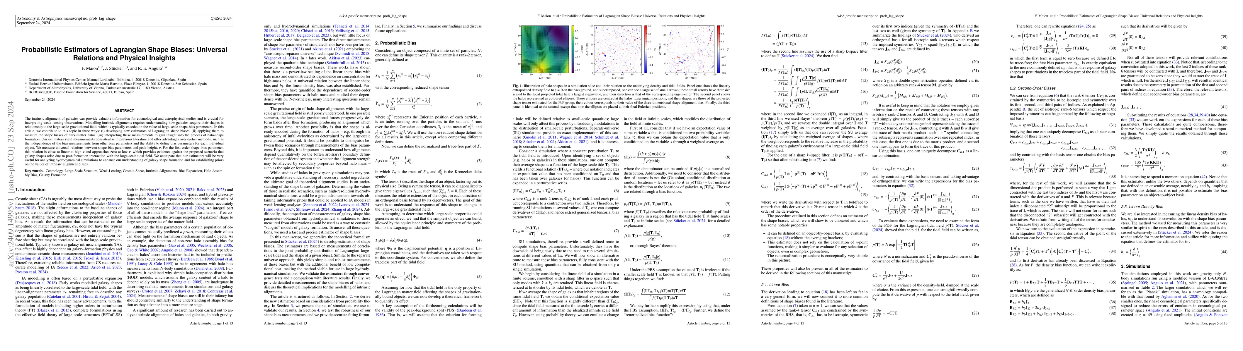Thumbnail for Probabilistic Estimators of Lagrangian Shape Biases: Universal Relations
  and Physical Insights