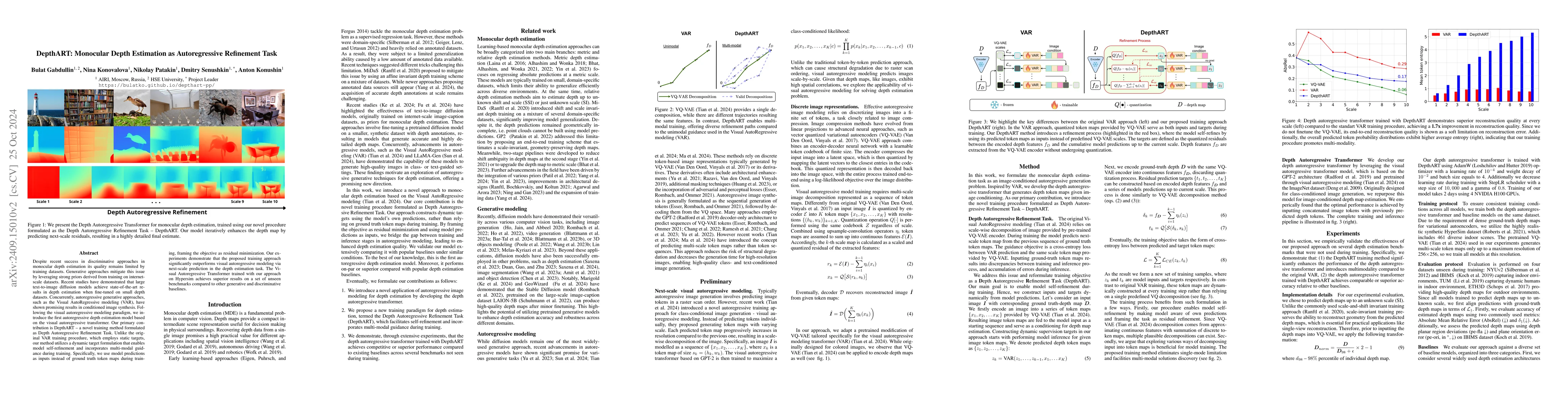 Thumbnail for DepthART: Monocular Depth Estimation as Autoregressive Refinement Task