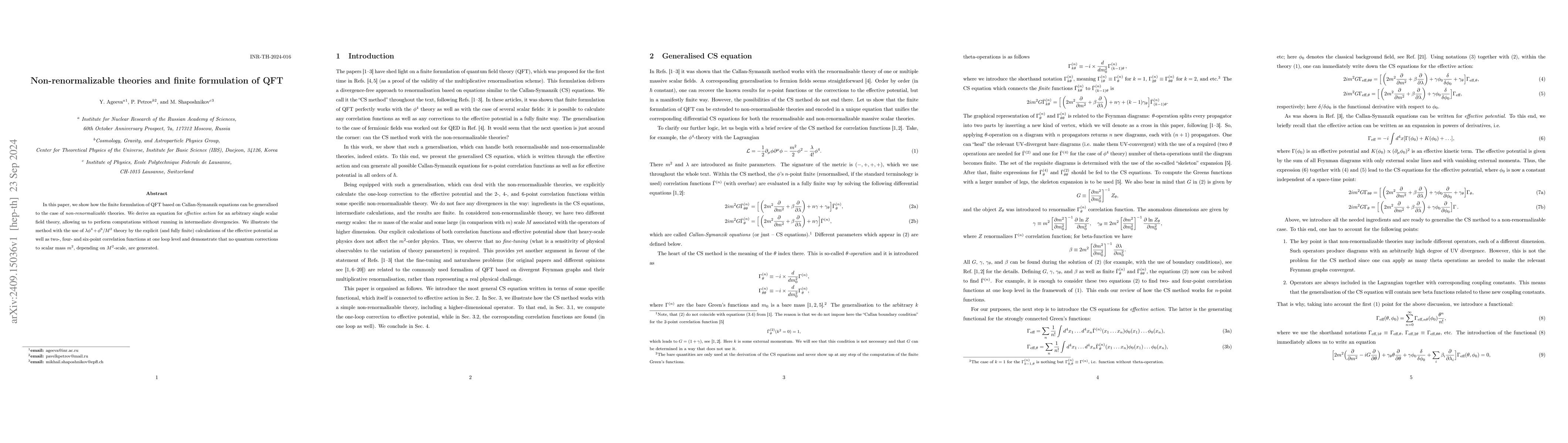 Thumbnail for Non-renormalizable theories and finite formulation of QFT