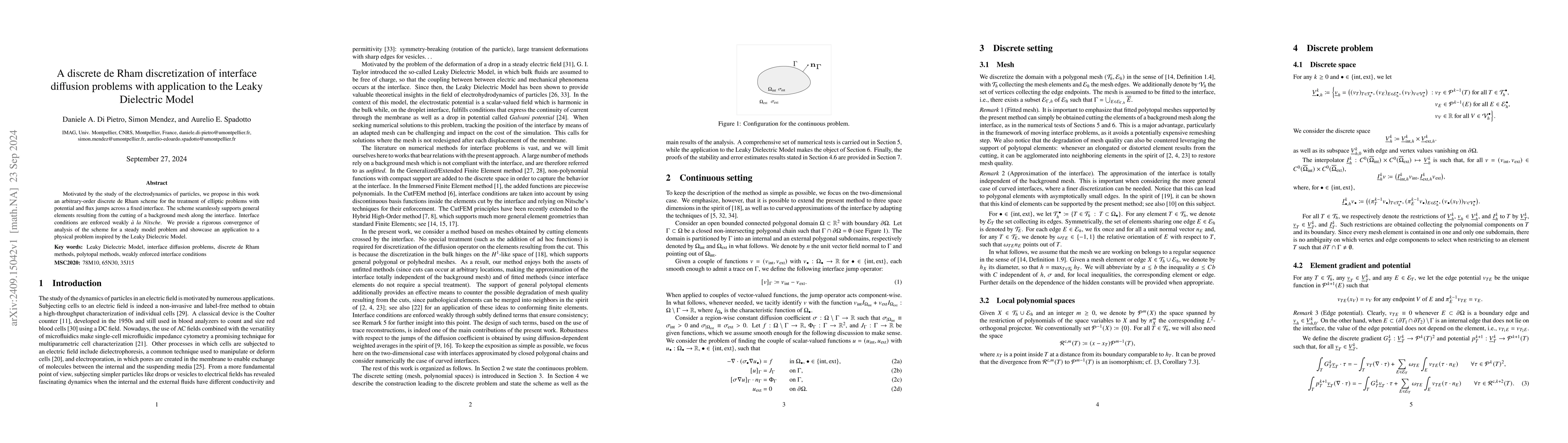 Thumbnail for A discrete de Rham discretization of interface diffusion problems with
  application to the Leaky Dielectric Model