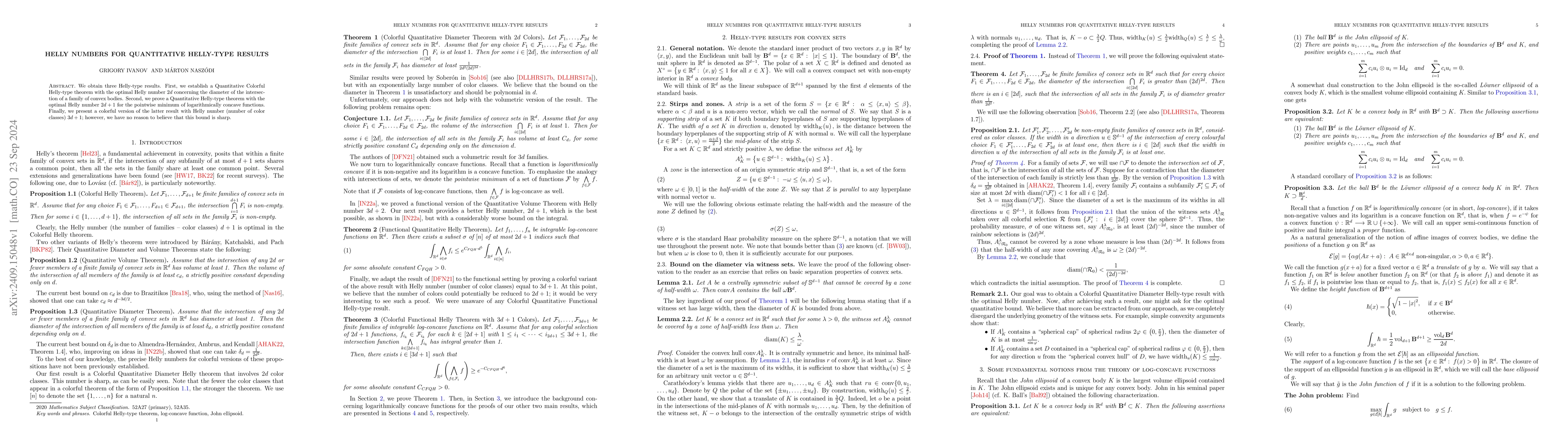 Thumbnail for Helly numbers for Quantitative Helly-type results