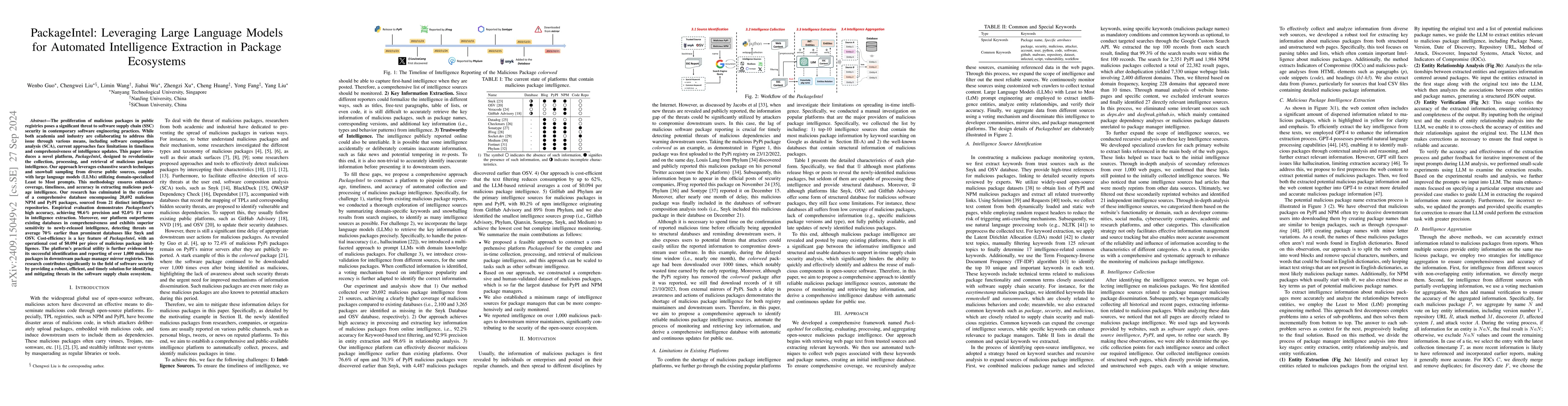 Thumbnail for PackageIntel: Leveraging Large Language Models for Automated
  Intelligence Extraction in Package Ecosystems