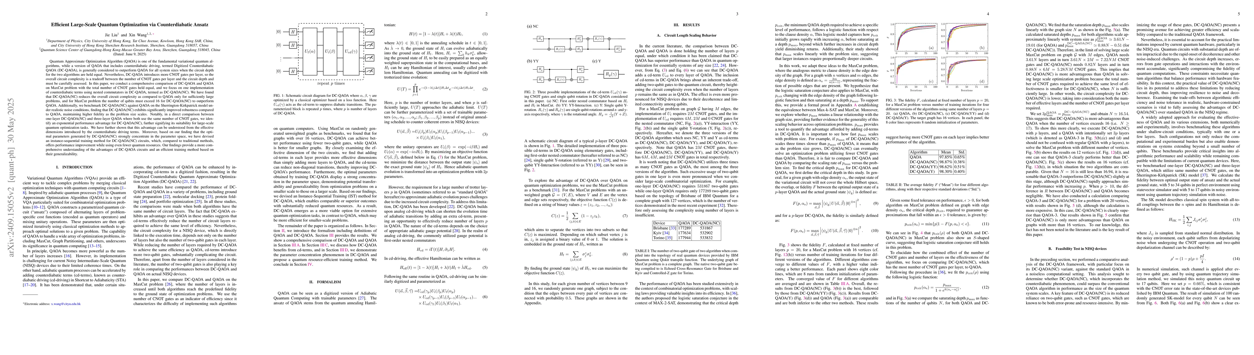 Thumbnail for Efficient Large-Scale Quantum Optimization via Counterdiabatic Ansatz