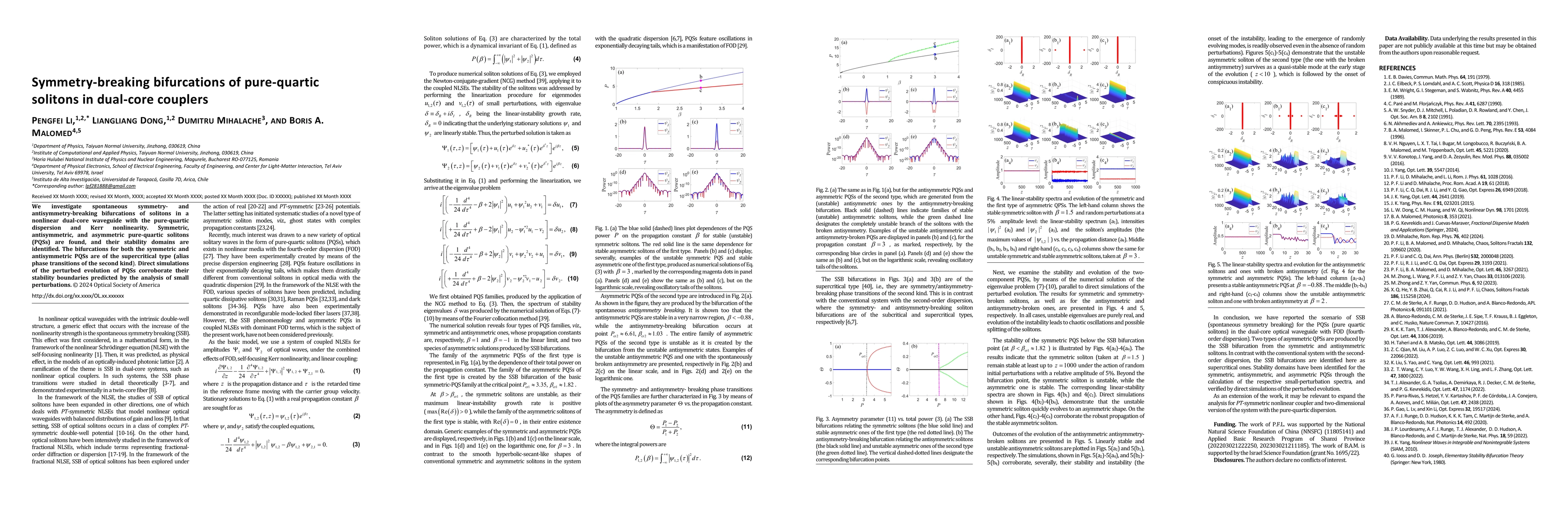 Thumbnail for Symmetry-breaking bifurcations of pure-quartic solitons in dual-core
  couplers