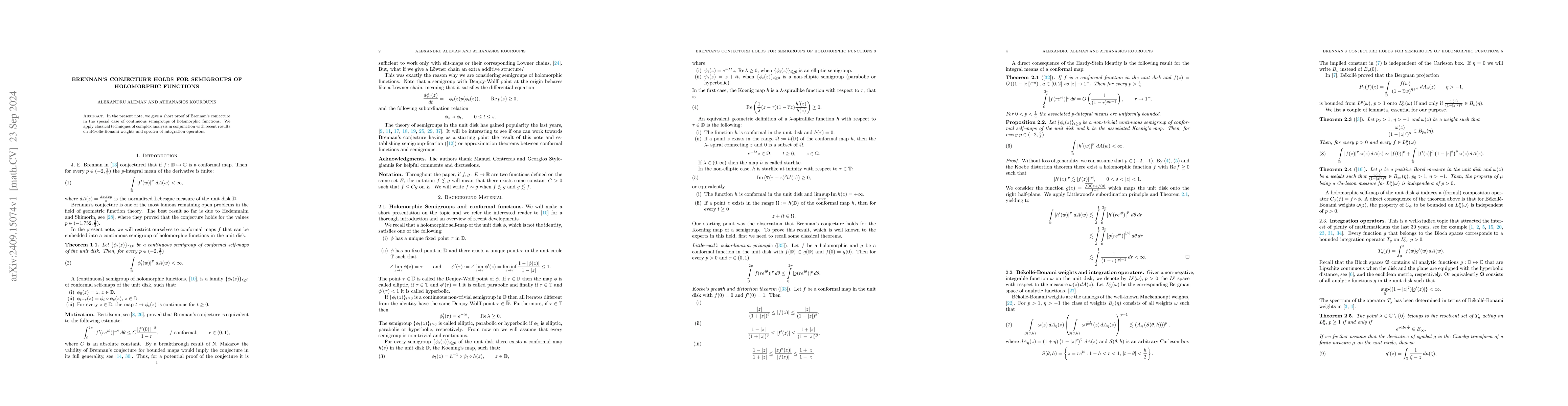 Thumbnail for Brennan's conjecture holds for semigroups of holomorphic functions