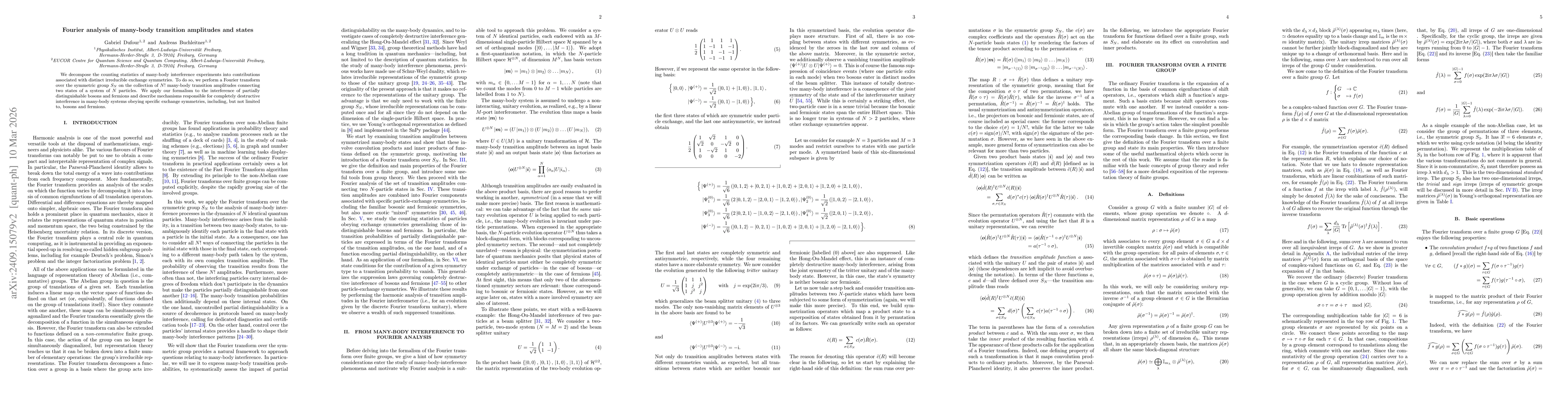 Thumbnail for Fourier analysis of many-body transition amplitudes and states