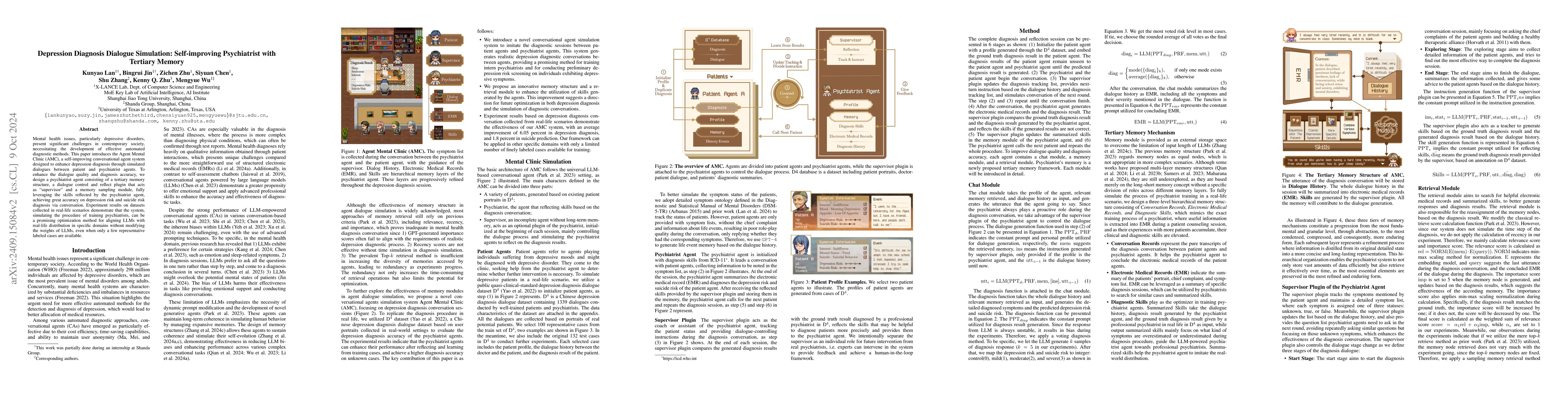 Thumbnail for Depression Diagnosis Dialogue Simulation: Self-improving Psychiatrist
  with Tertiary Memory