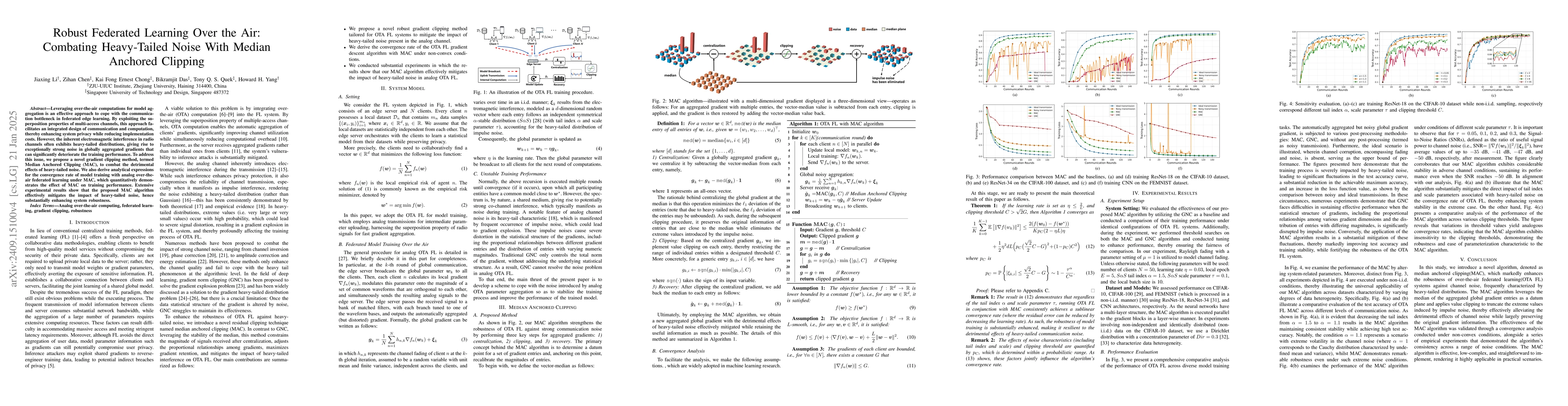 Thumbnail for Robust Federated Learning Over the Air: Combating Heavy-Tailed Noise
  with Median Anchored Clipping