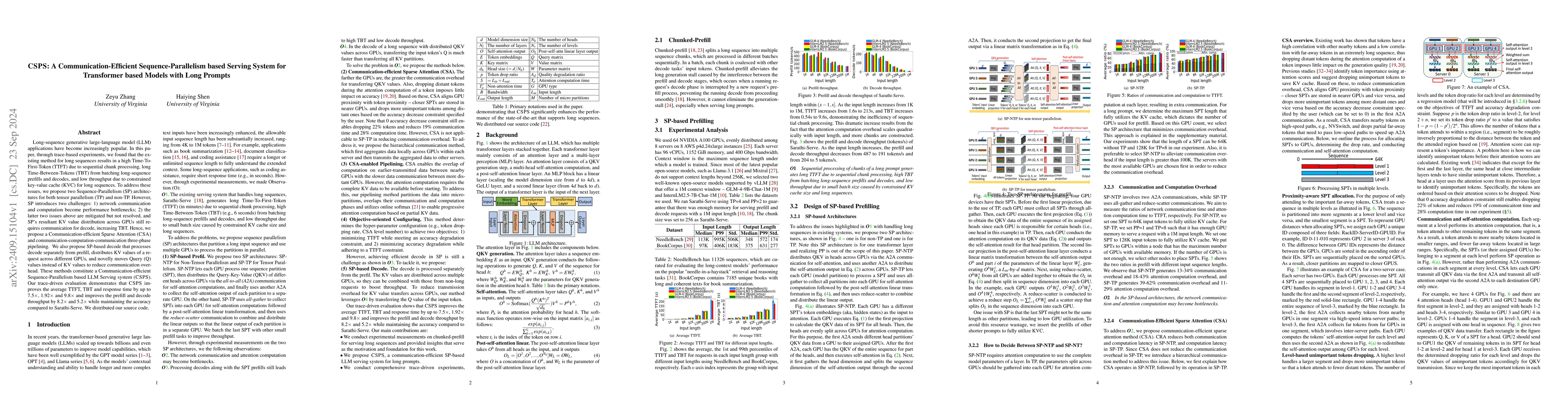Thumbnail for CSPS: A Communication-Efficient Sequence-Parallelism based Serving
  System for Transformer based Models with Long Prompts