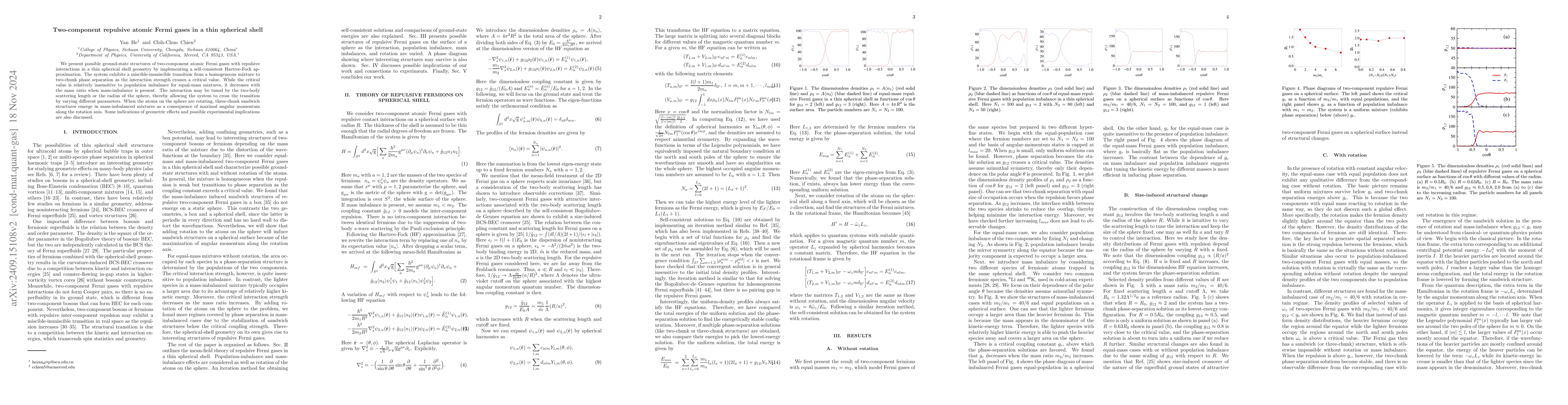 Thumbnail for Two-component repulsive atomic Fermi gases in a thin spherical shell