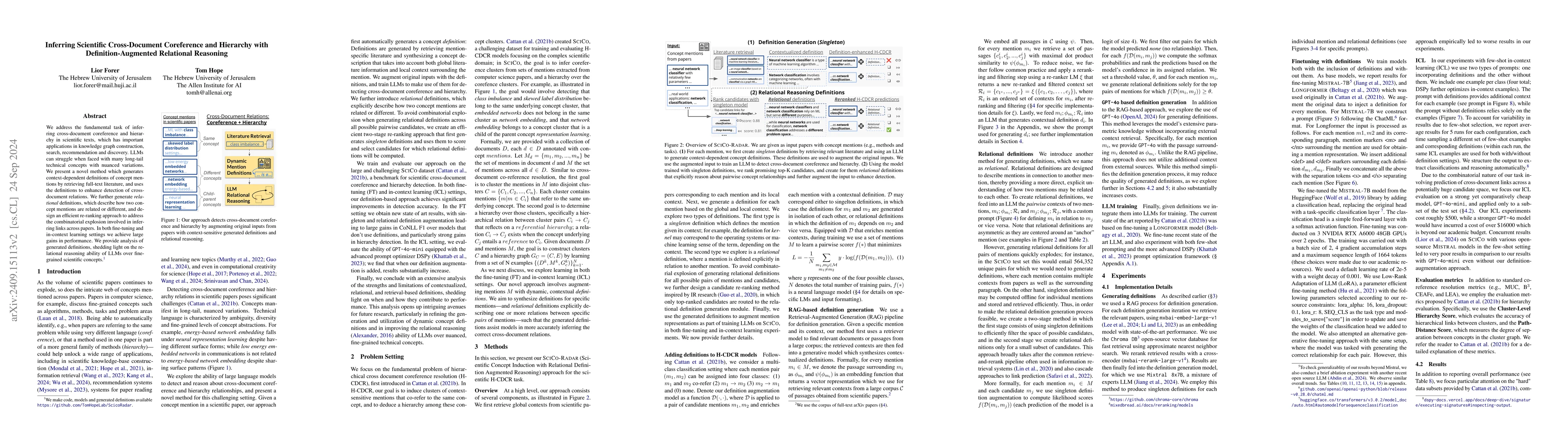 Thumbnail for Inferring Scientific Cross-Document Coreference and Hierarchy with
  Definition-Augmented Relational Reasoning