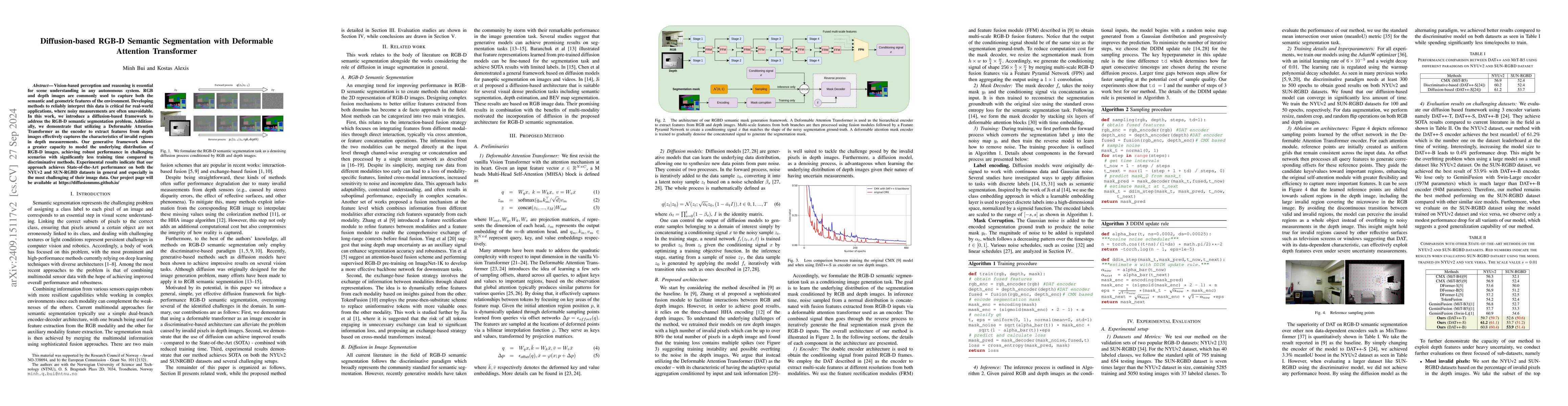 Thumbnail for Diffusion-based RGB-D Semantic Segmentation with Deformable Attention
  Transformer