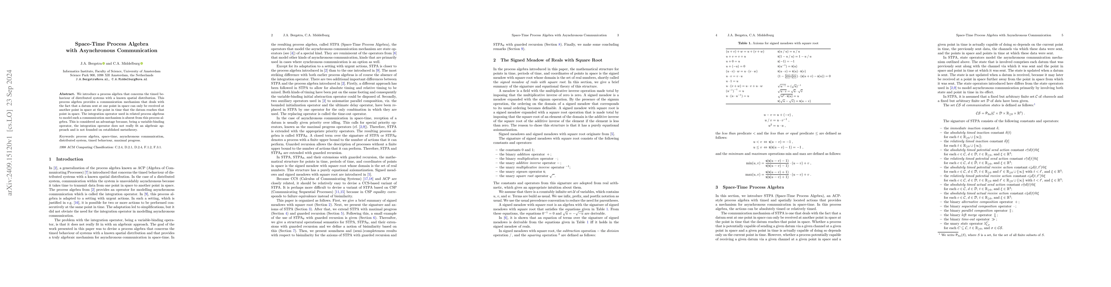 Thumbnail for Space-time process algebra with asynchronous communication