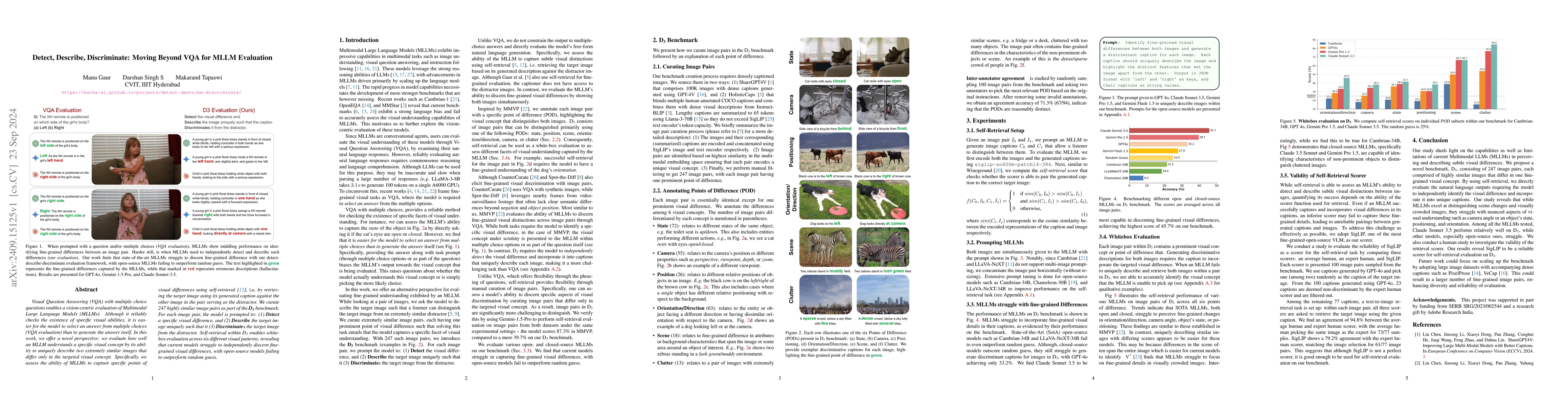 Thumbnail for Detect, Describe, Discriminate: Moving Beyond VQA for MLLM Evaluation