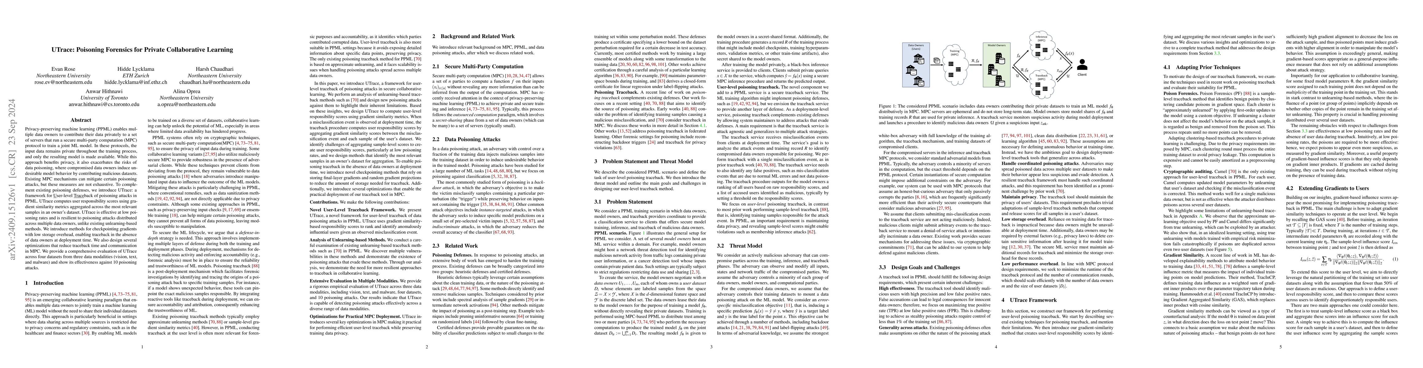 Thumbnail for UTrace: Poisoning Forensics for Private Collaborative Learning