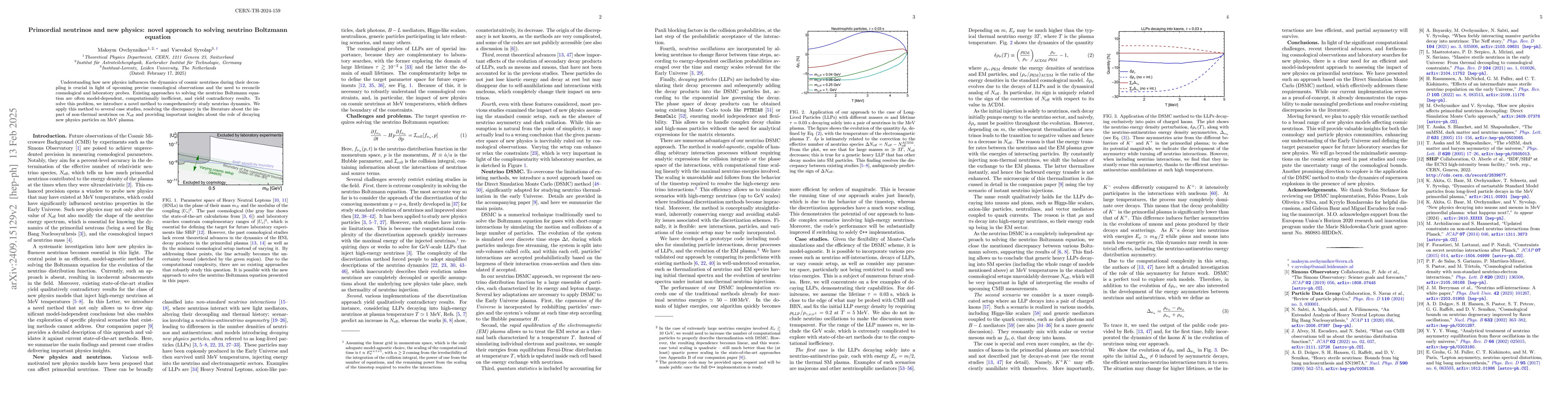 Thumbnail for Primordial neutrinos and new physics: novel approach to solving neutrino
  Boltzmann equation