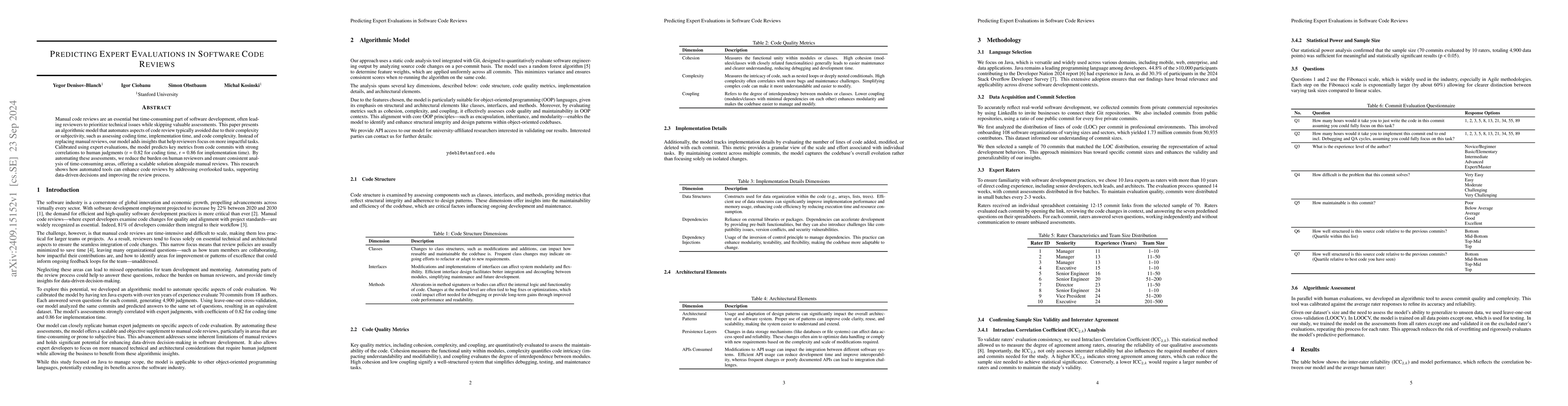 Thumbnail for Predicting Expert Evaluations in Software Code Reviews