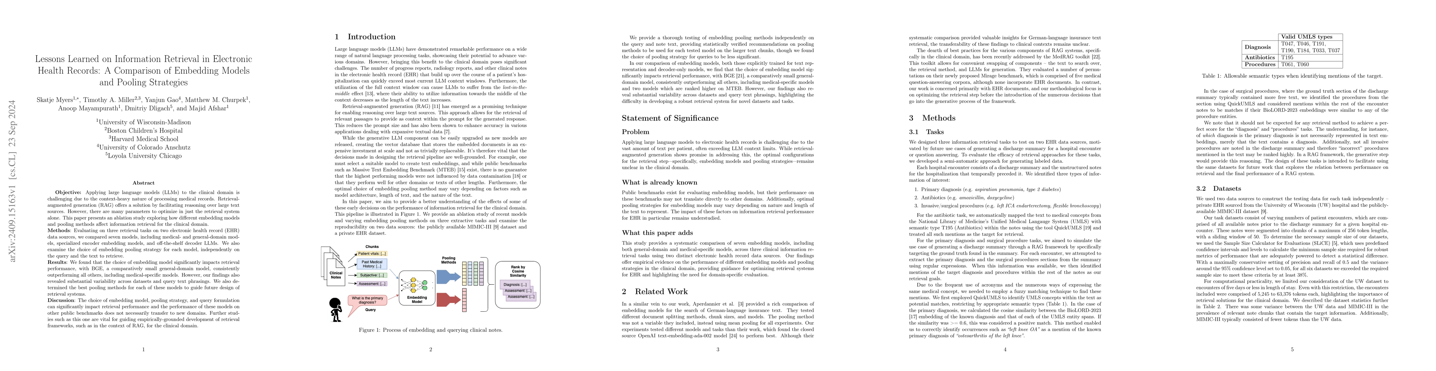 Thumbnail for Lessons Learned on Information Retrieval in Electronic Health Records: A
  Comparison of Embedding Models and Pooling Strategies
