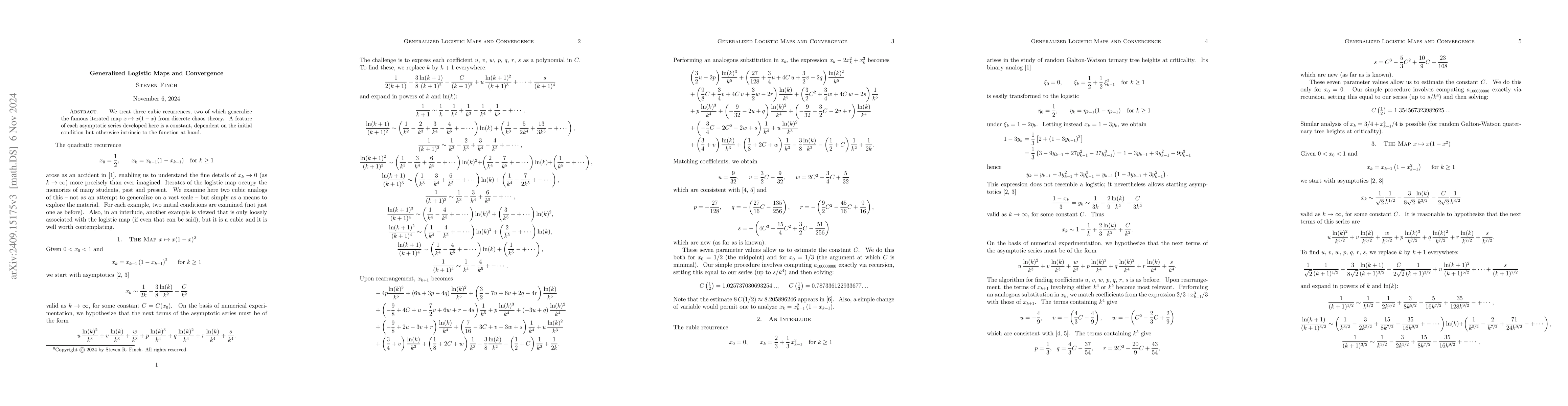 Thumbnail for Generalized Logistic Maps and Convergence