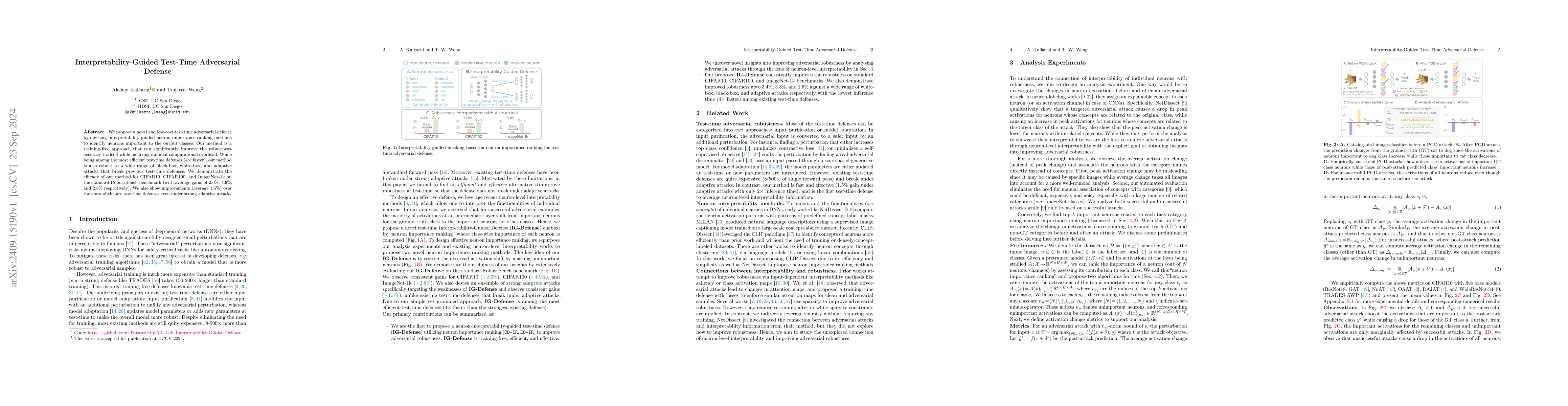 Thumbnail for Interpretability-Guided Test-Time Adversarial Defense