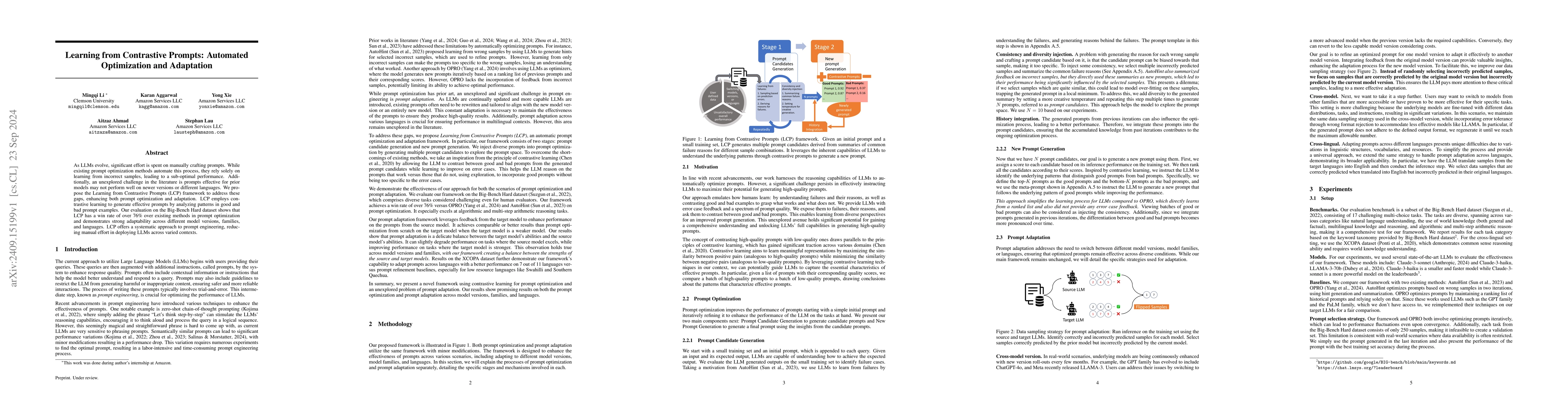 Thumbnail for Learning from Contrastive Prompts: Automated Optimization and Adaptation
