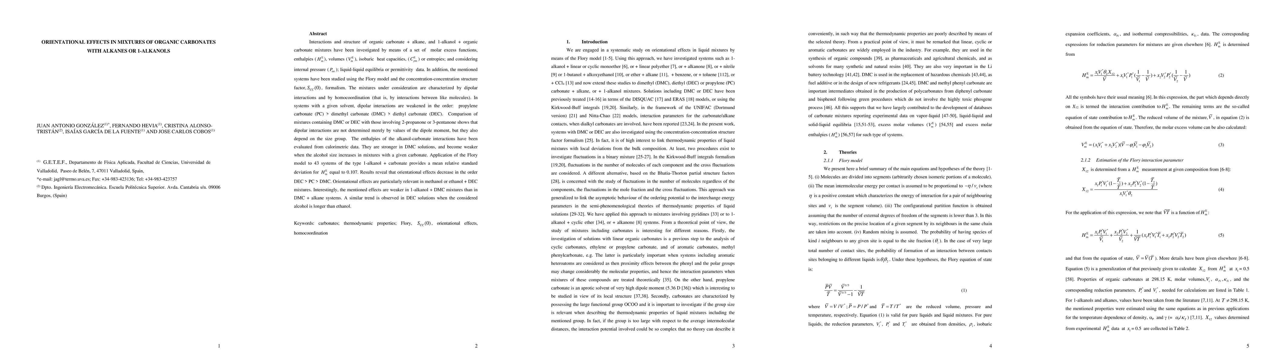 Thumbnail for Orientational effects in mixtures of organic carbonates with alkanes or
  1-alkanols