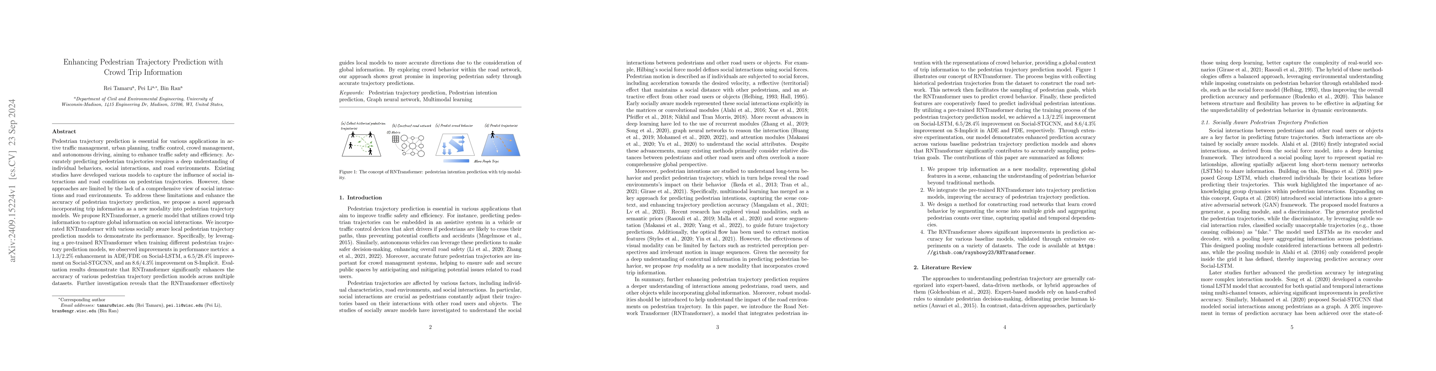 Thumbnail for Enhancing Pedestrian Trajectory Prediction with Crowd Trip Information