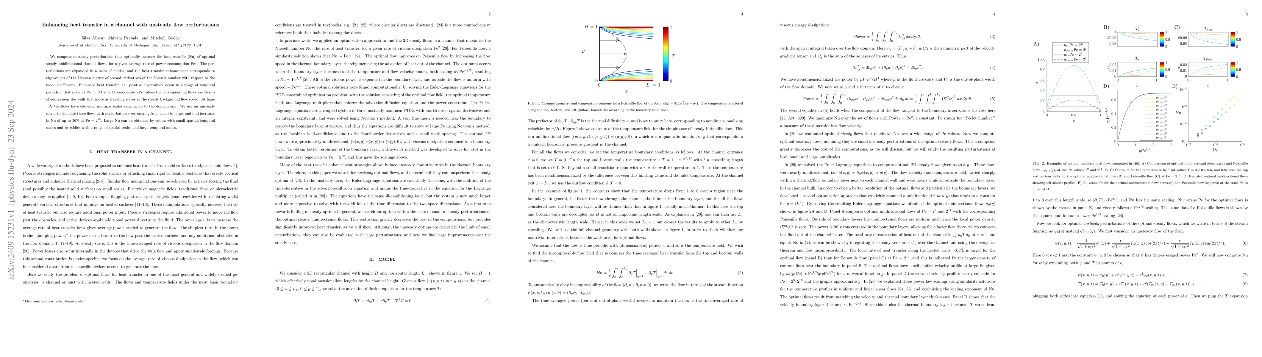 Thumbnail for Enhancing heat transfer in a channel with unsteady flow perturbations