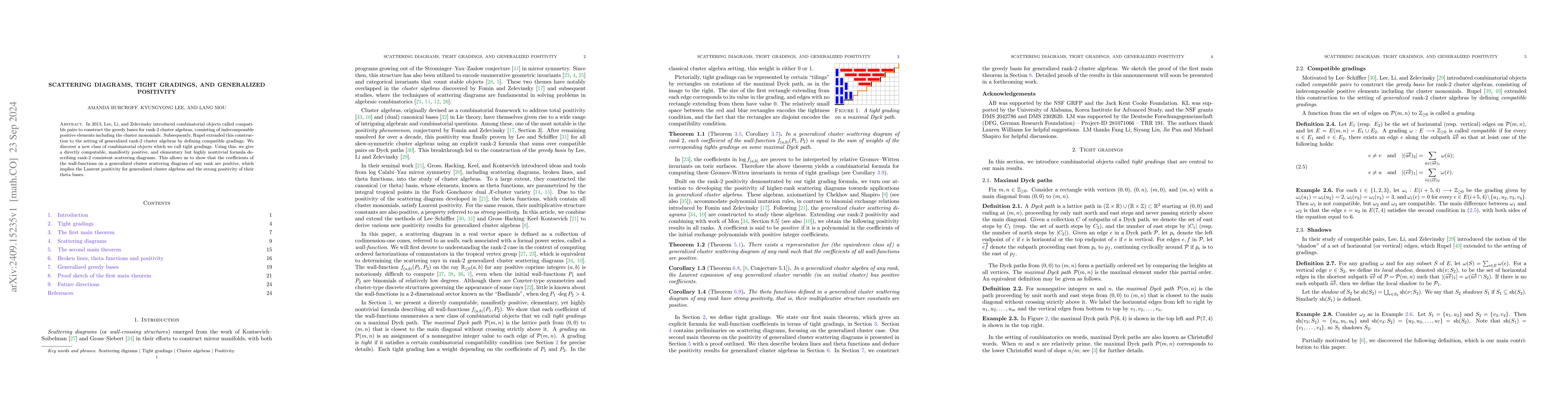 Thumbnail for Scattering diagrams, tight gradings, and generalized positivity
